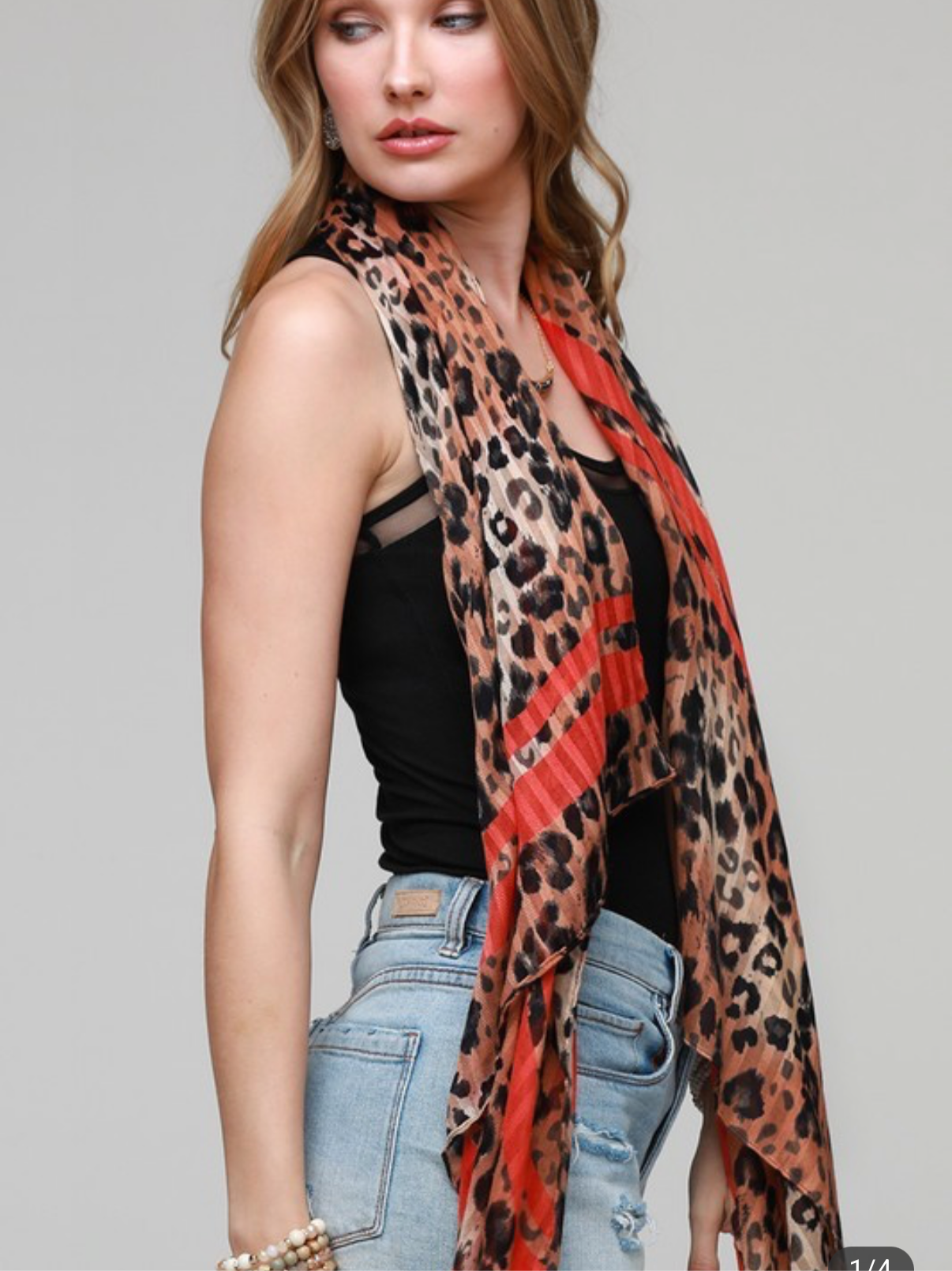 Douby Leopard Scarf Red
