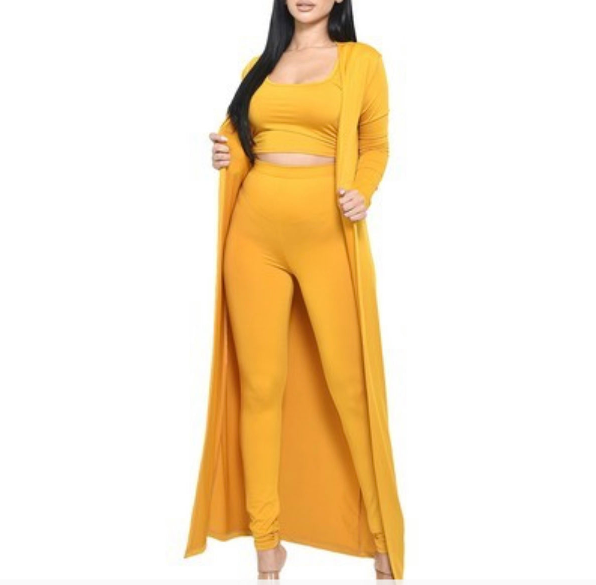 Knitted Solid 3 Piece Legging Set MUSTARD