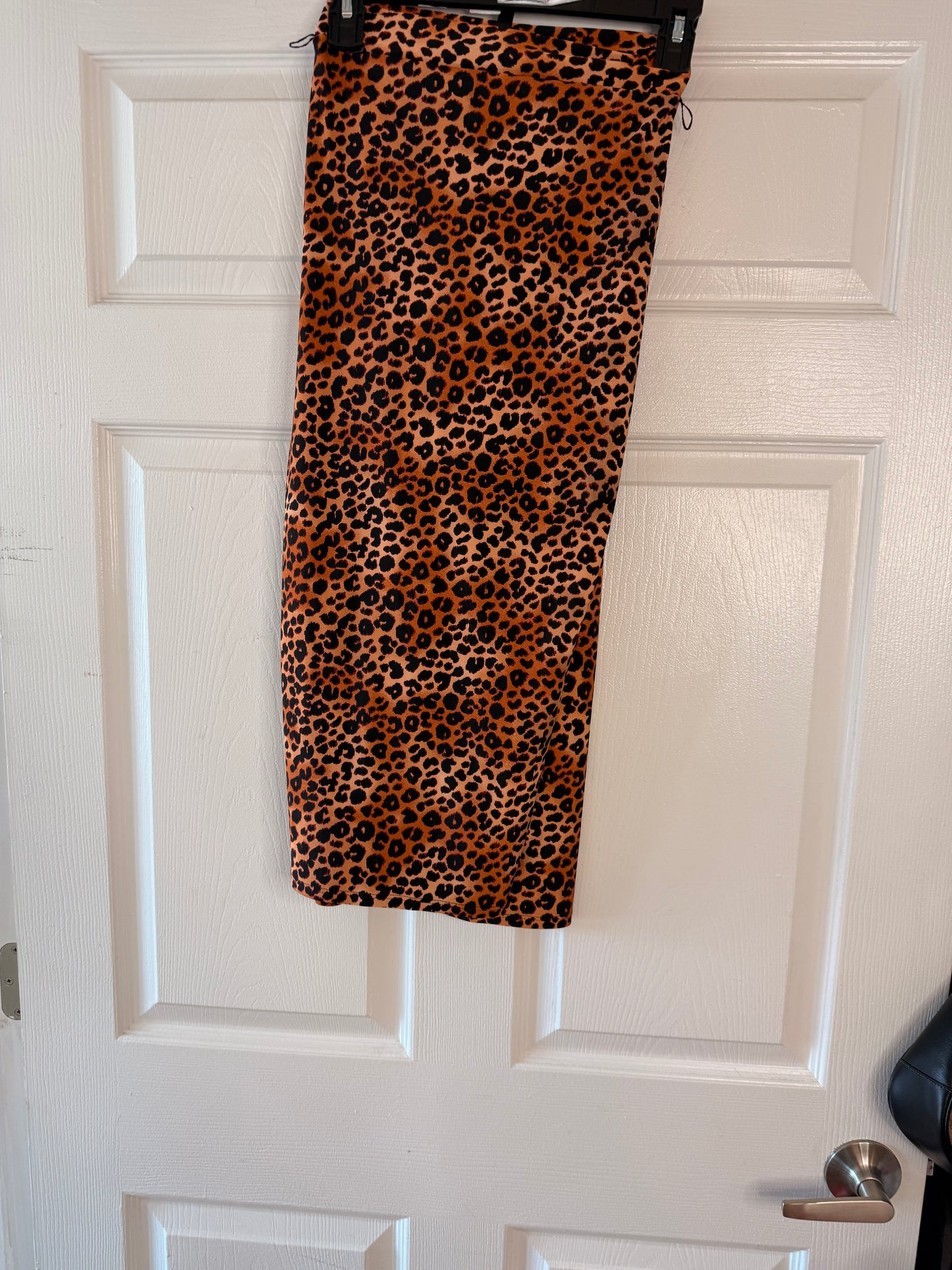 Pencil Skirt Print Brown With Belt 8.24