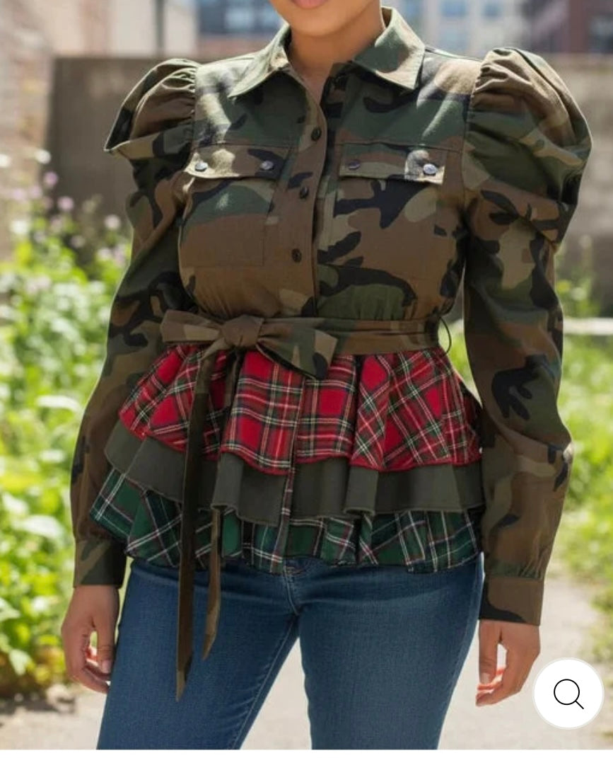 Camo Hem Jacket Long Sleeve