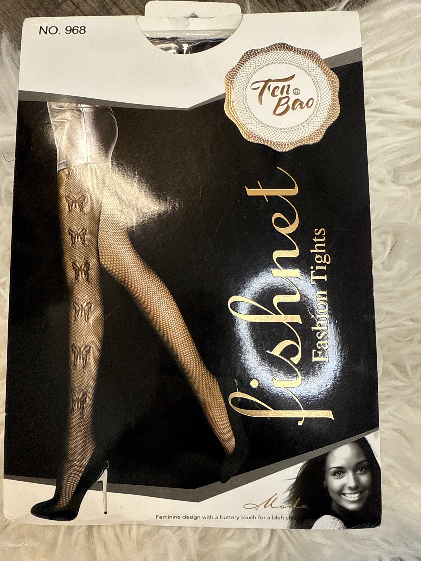 Black Fish Net Stockings 968 butter butterflies
