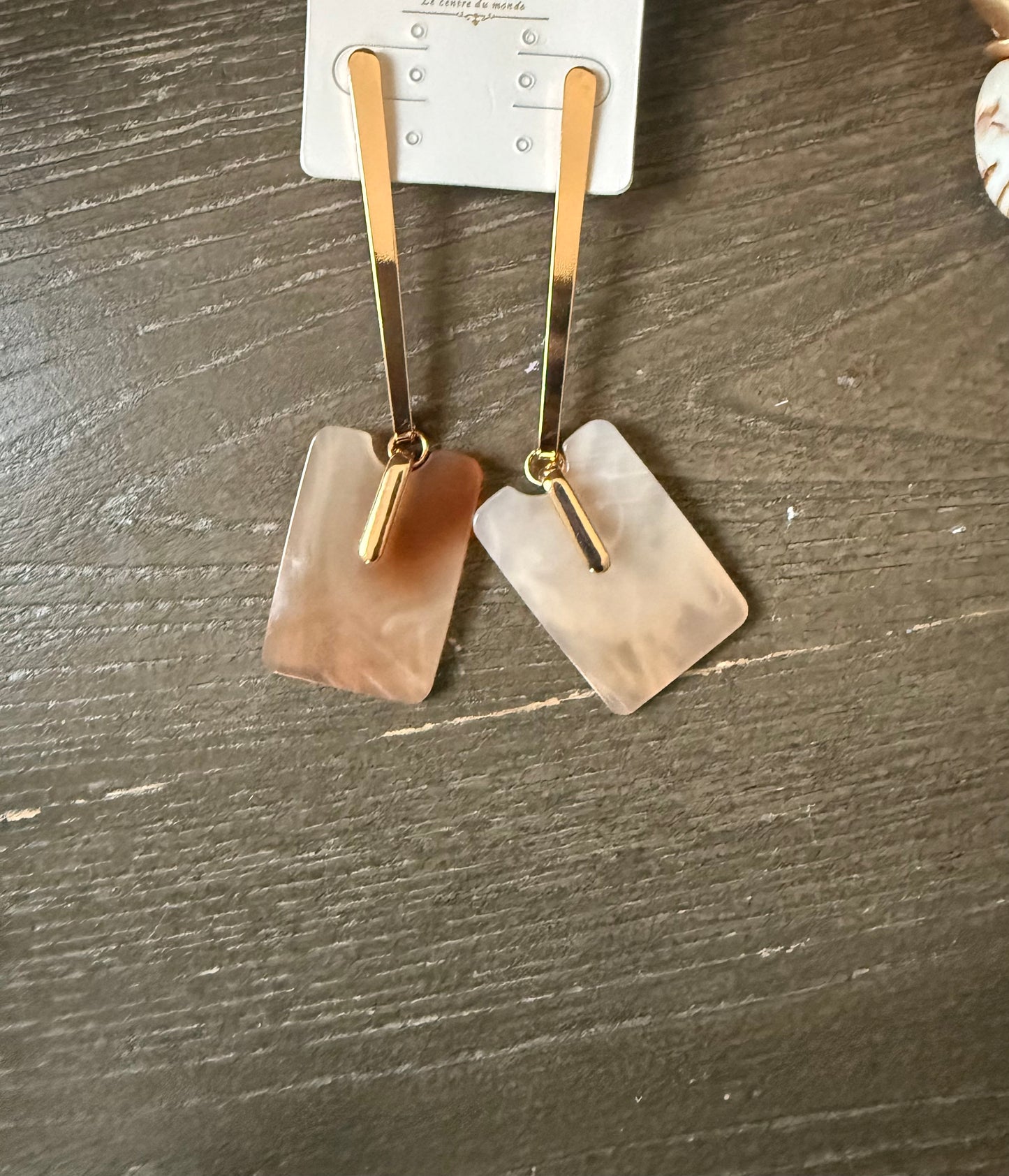 Gold Long Square Earring