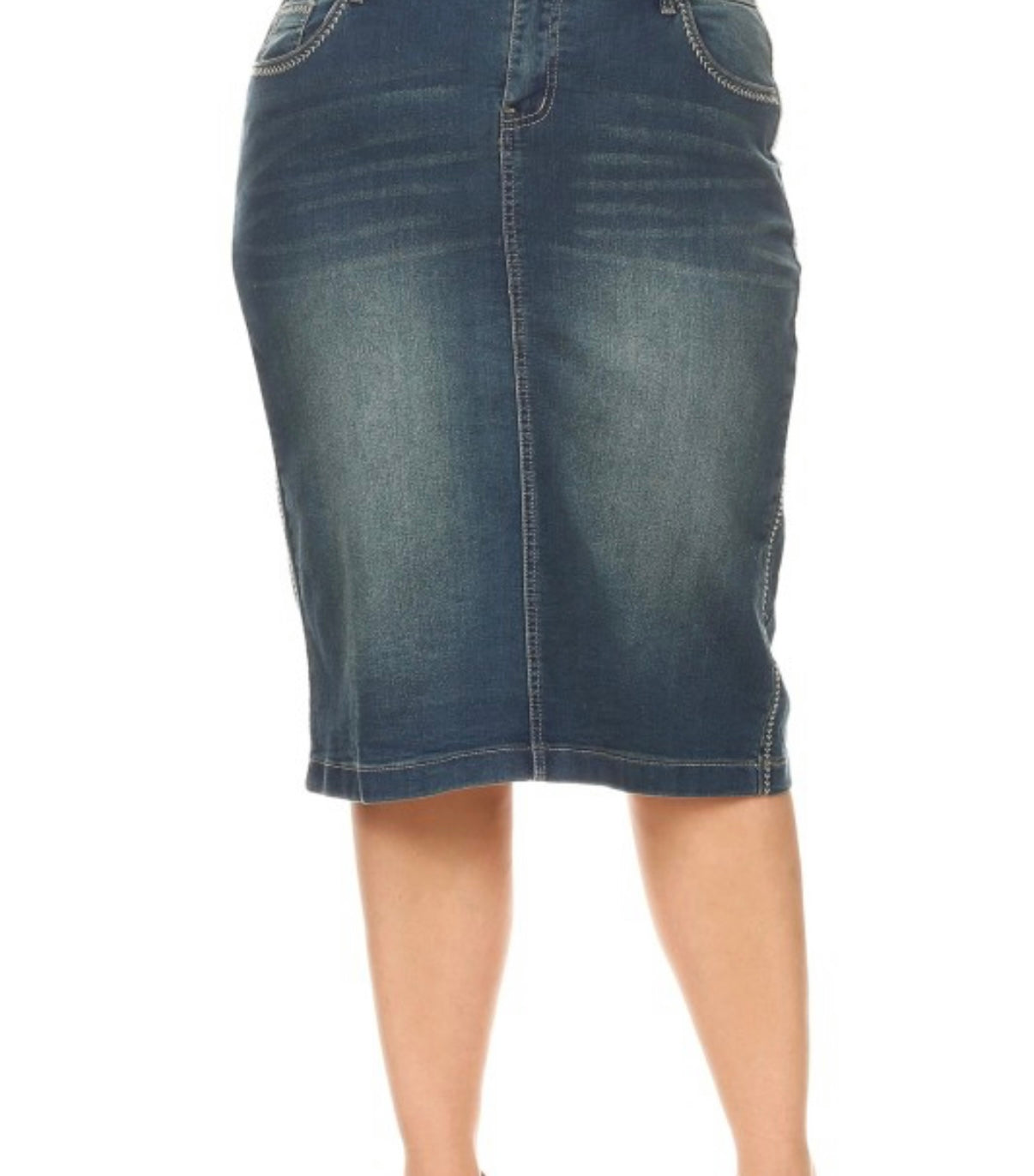 Denim Skirt Plus Size Vintage Wash BOTG (Cowboy)