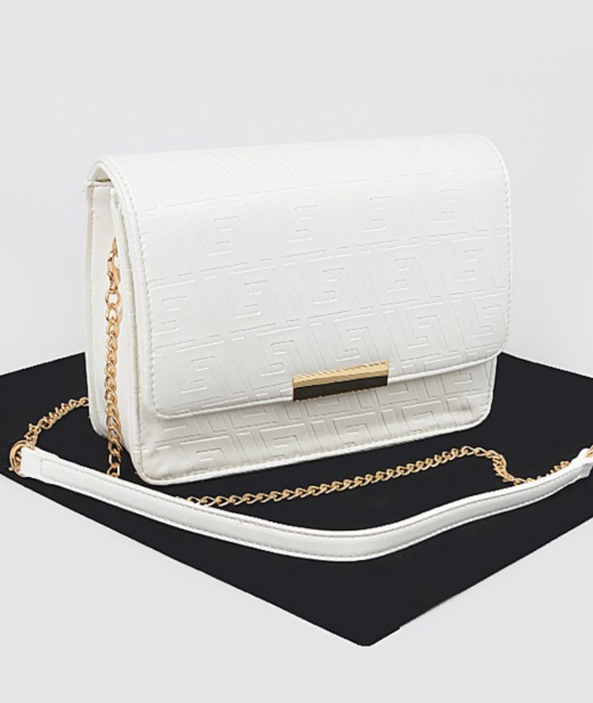 Embossed Faux Leather Flap Bag