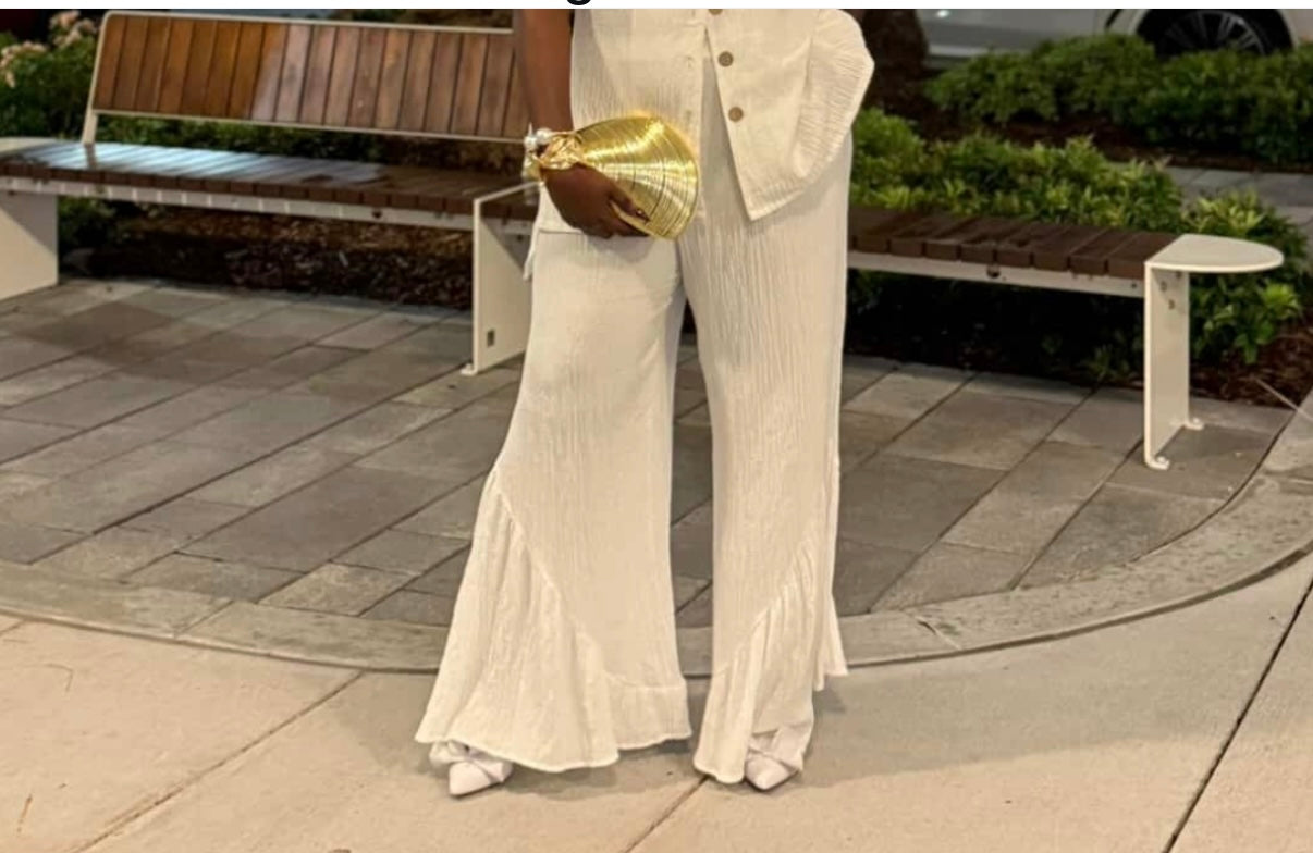 Wide Leg Blue Palazo Pants With Elastic Waist s