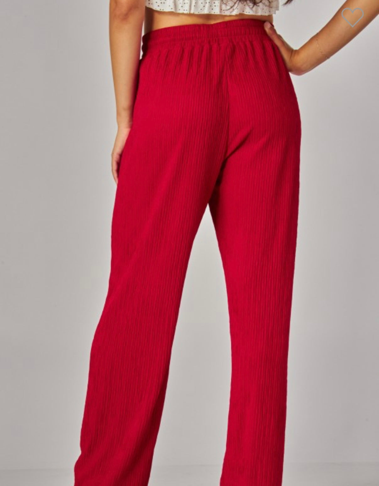 Crinkled Plisse Drawstring Pants CRANBERRY