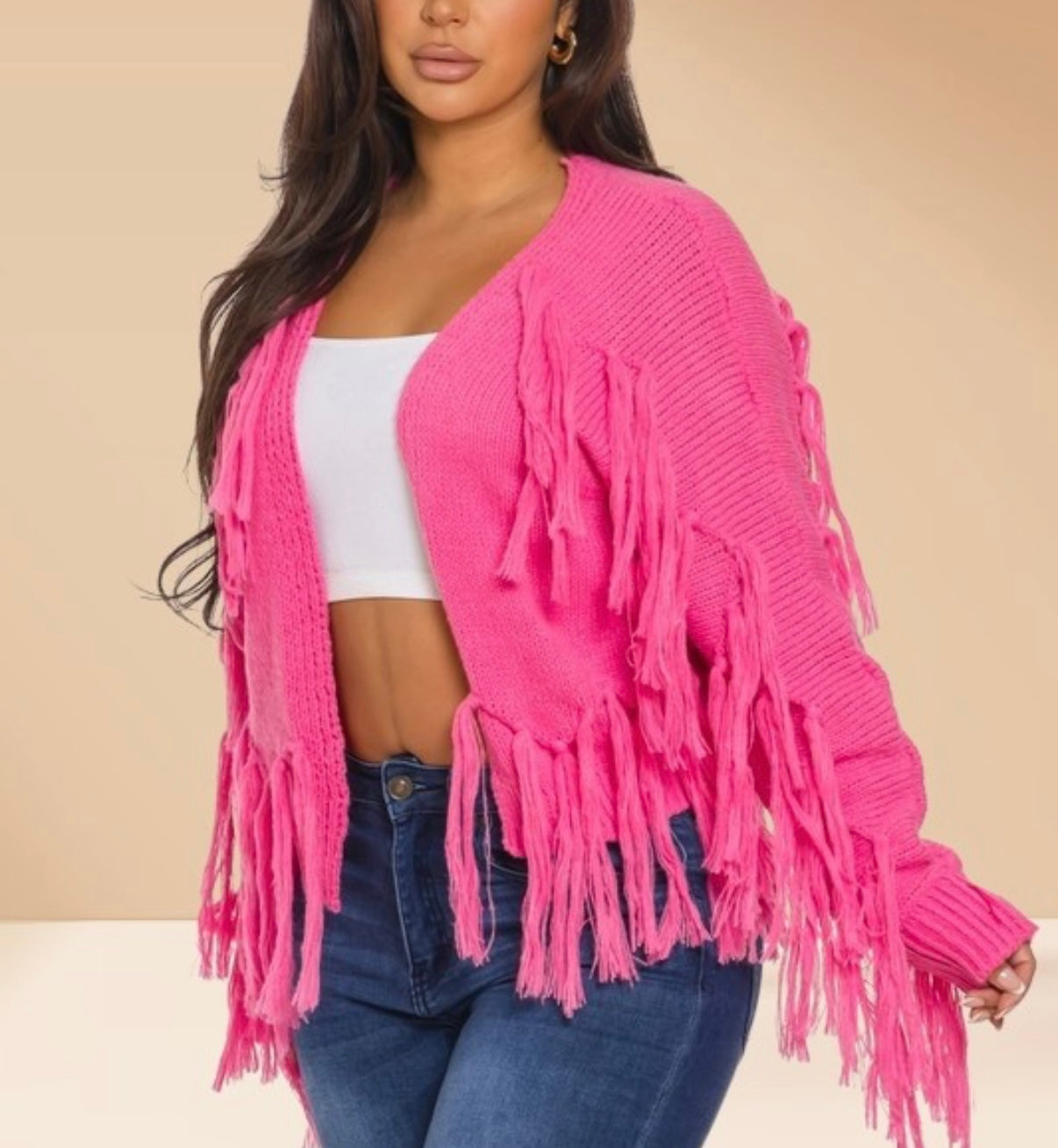 Open Sweater Cardigan Fringe Design