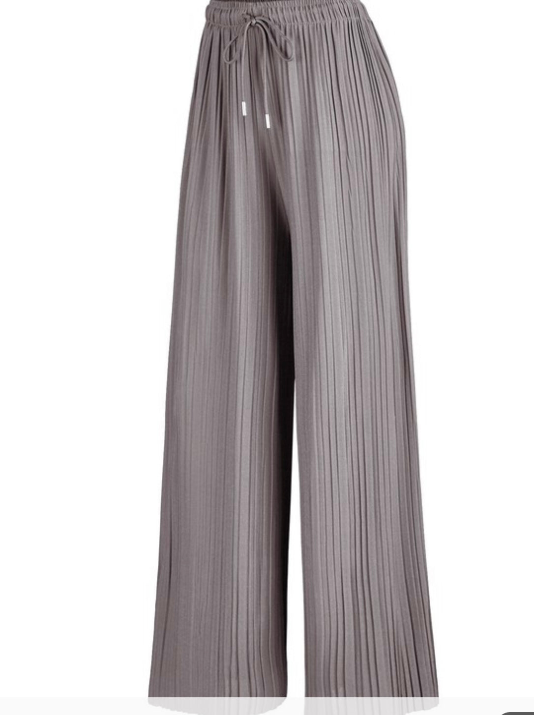 Pleated Wide Leg Palazzo Pants With Drawstring PLUS One Sand