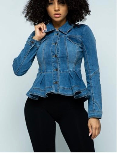 COLLAR BUTTONS DOWN DENIM JACKET