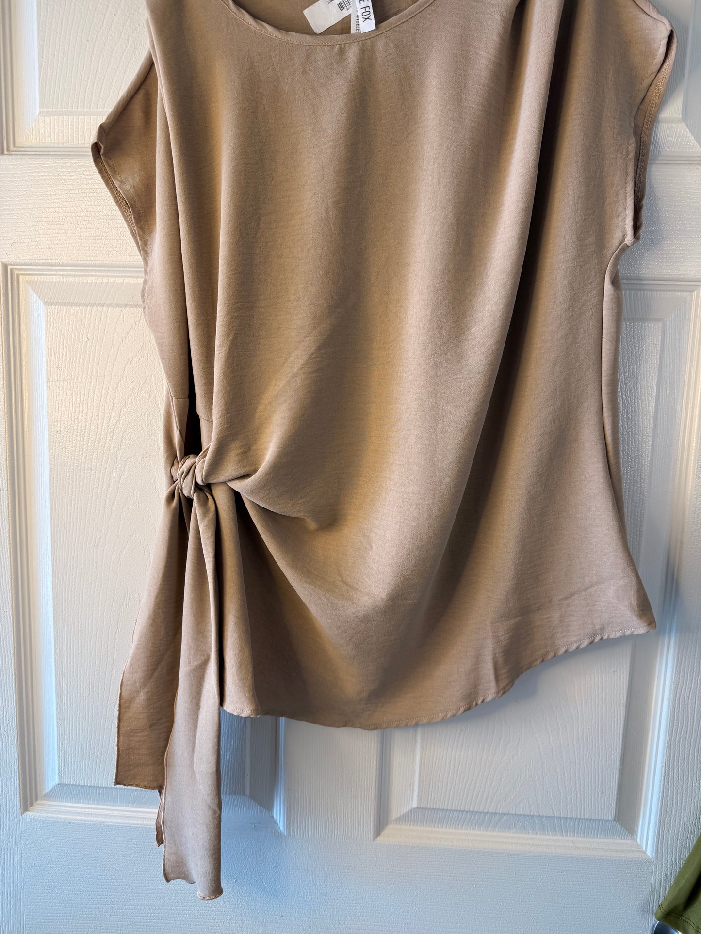 Side Tie Blouse Taupe 3x