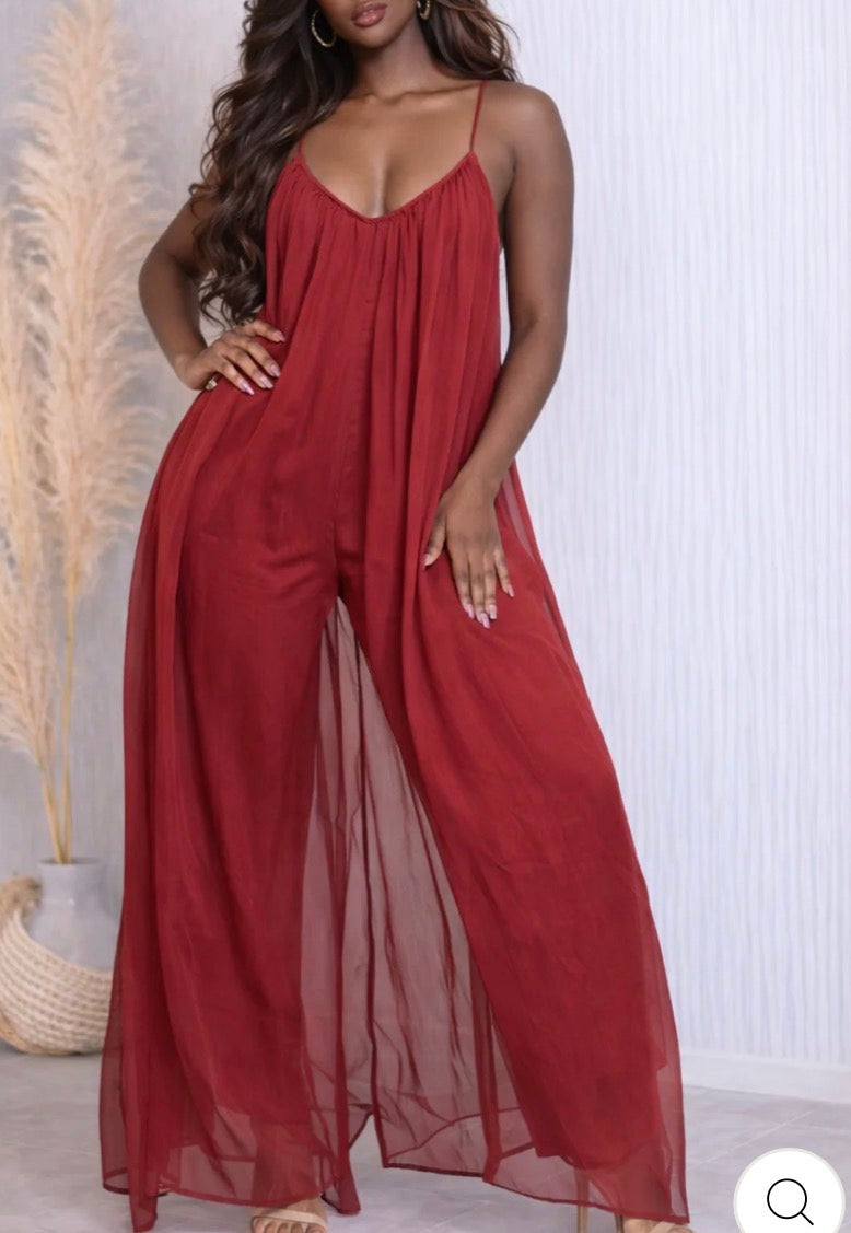 THIN STRAP JUMPSUIT Wine