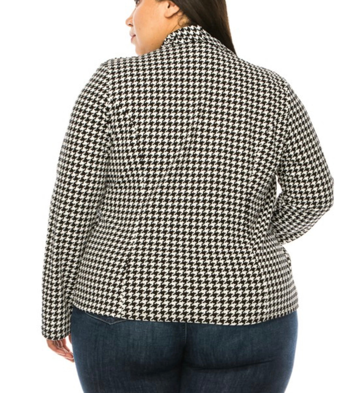 Plus Size, Casual, Plaid, Waist Length Blazer (Copy)
