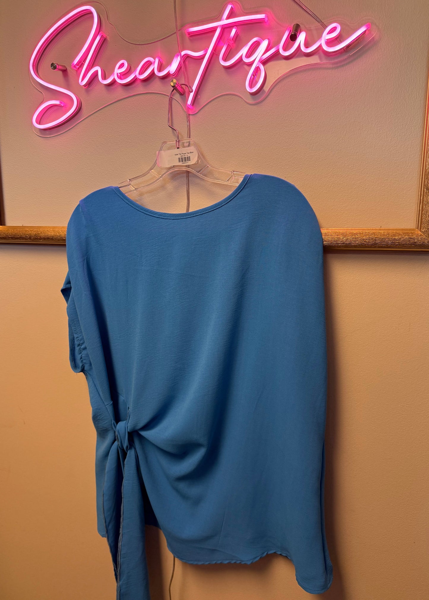 Side Tie Pluse Top Blue
