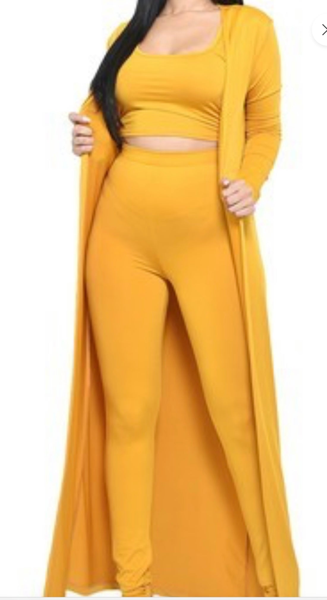 Knitted Solid 3 Piece Legging Set MUSTARD