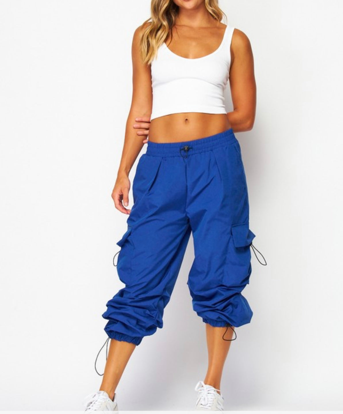Parachute Ruched Cargo Pocket Jogger BLUE