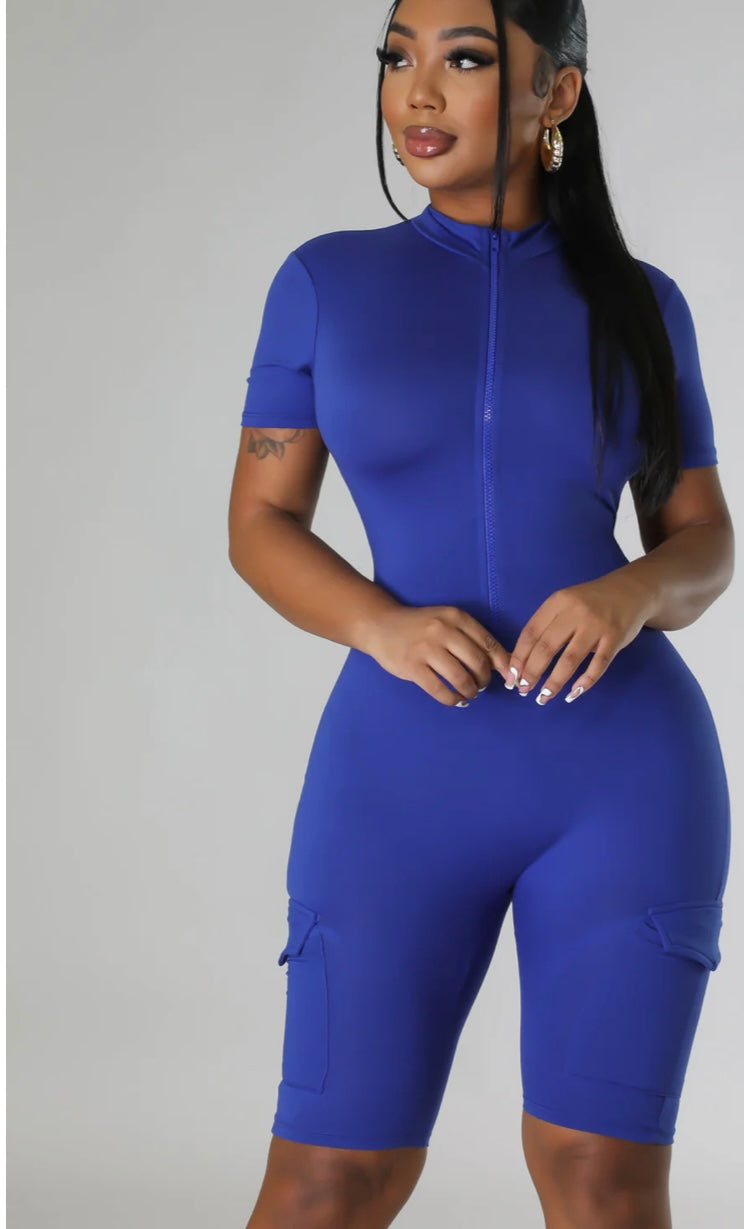 Zip Cargo Romper Royal