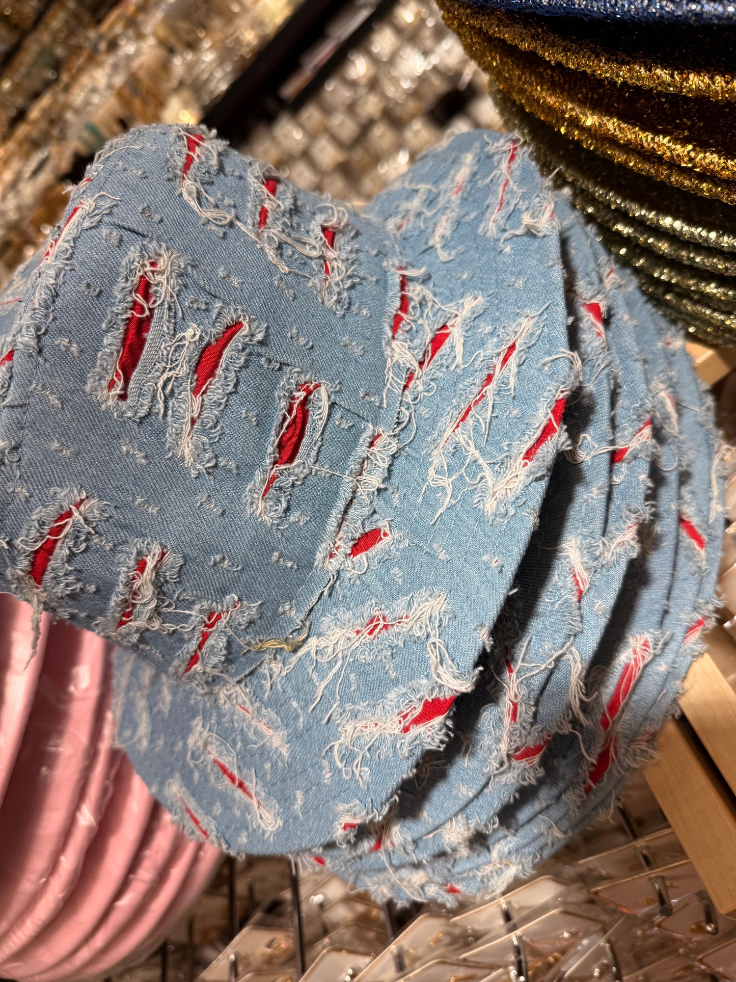 Fedora Denim Hat Red