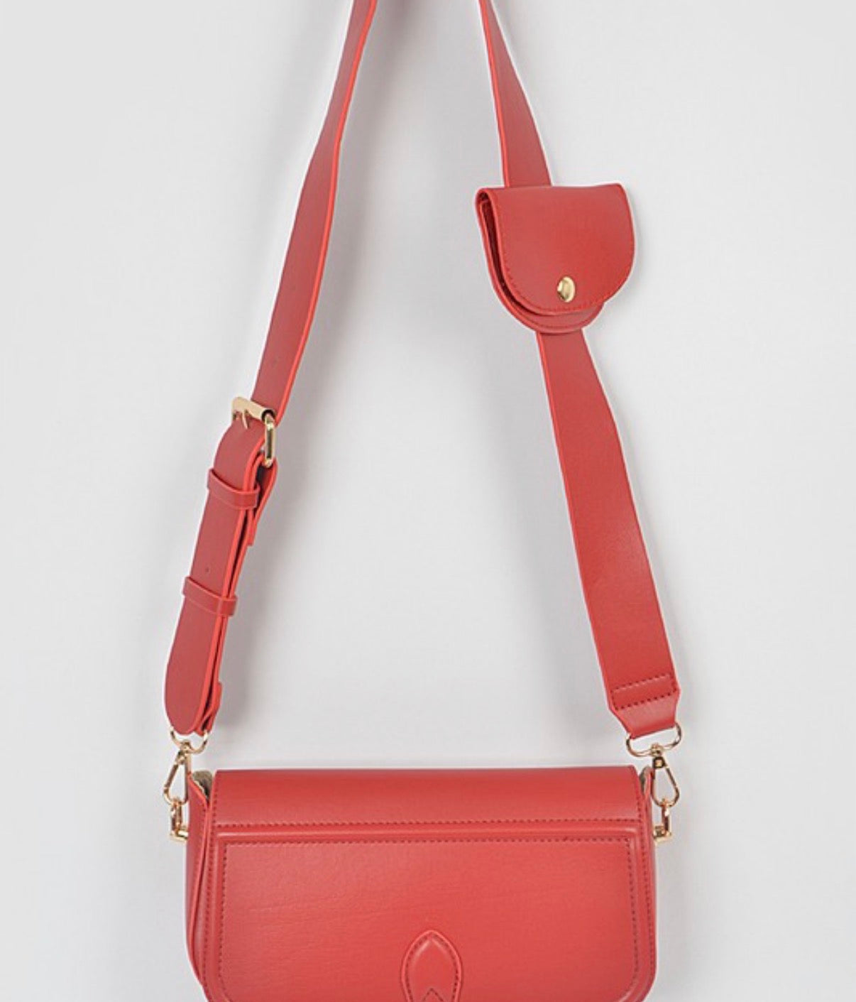 Faux Leather Crossbody Bag W/mini Pouch
