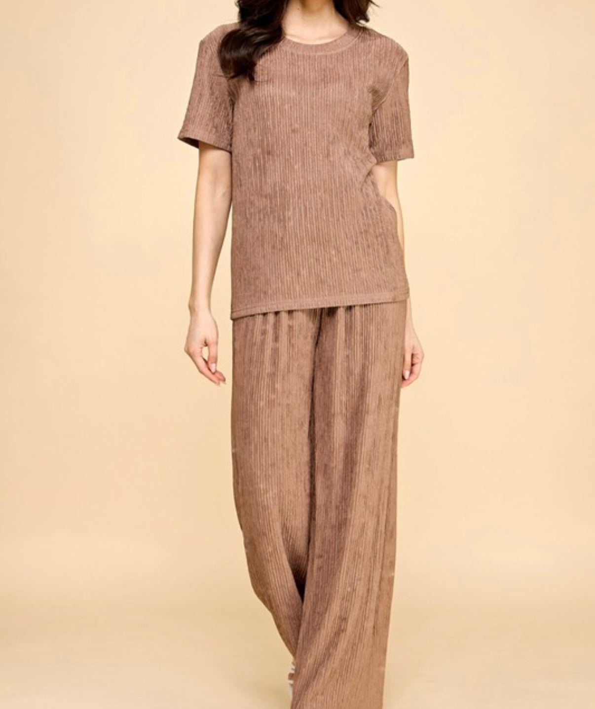 Plus Size Crinkle 2-piece MOCHA