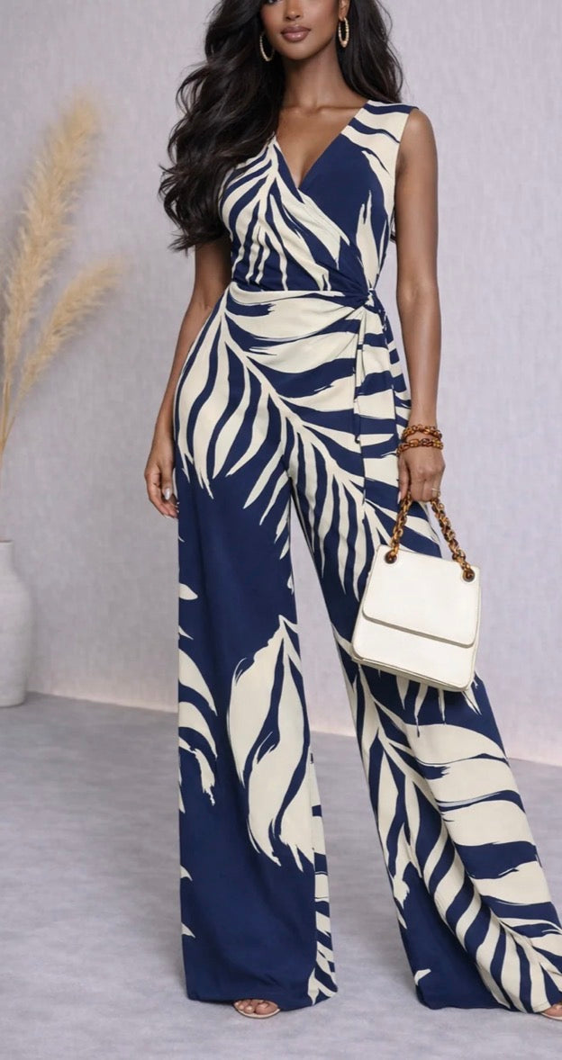 Print Wrap Jumpsuit