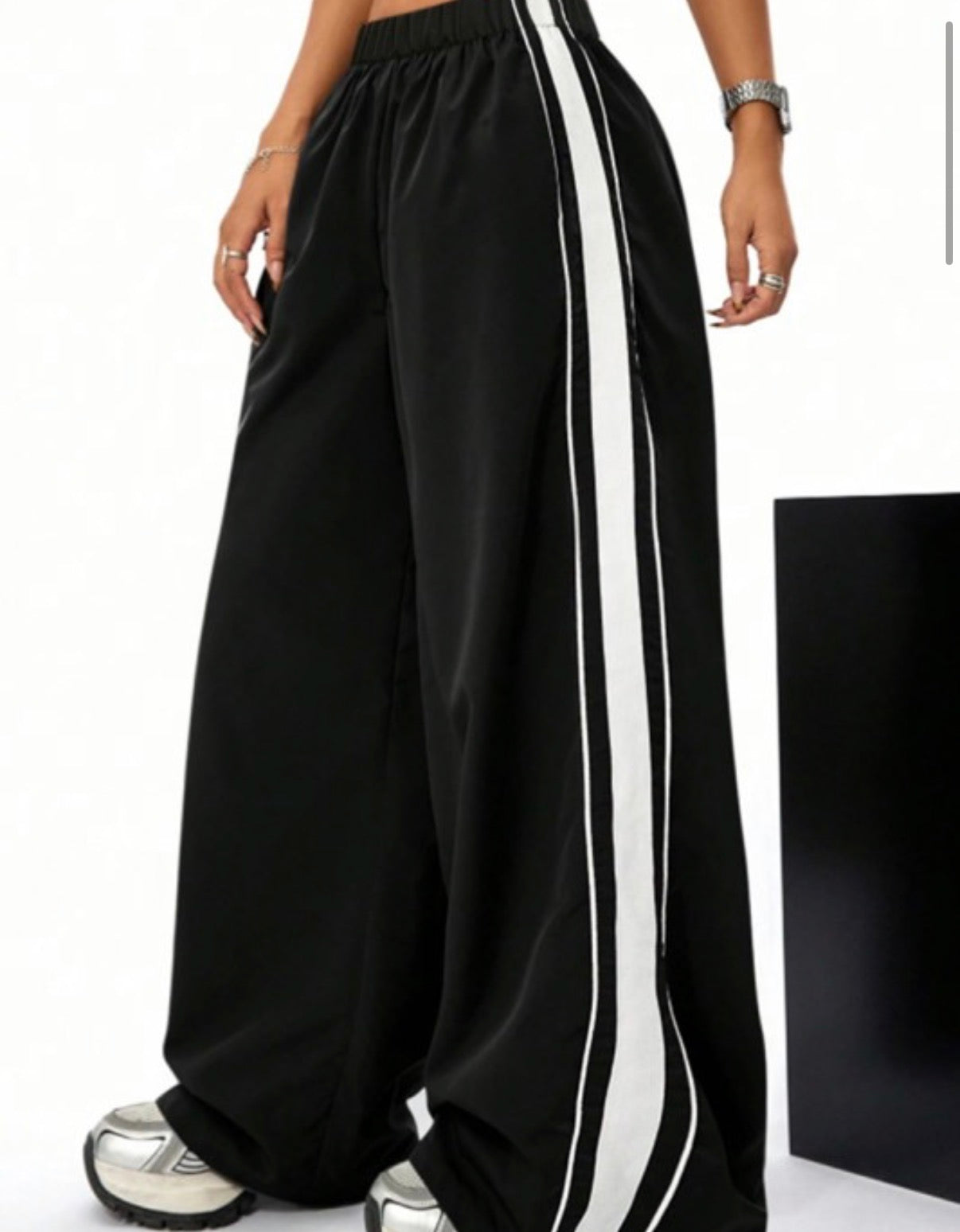 Wide-leg Pants With Side Stripe Detail