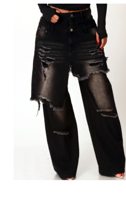Distressed Skirt Double Layer Wide Leg Denim