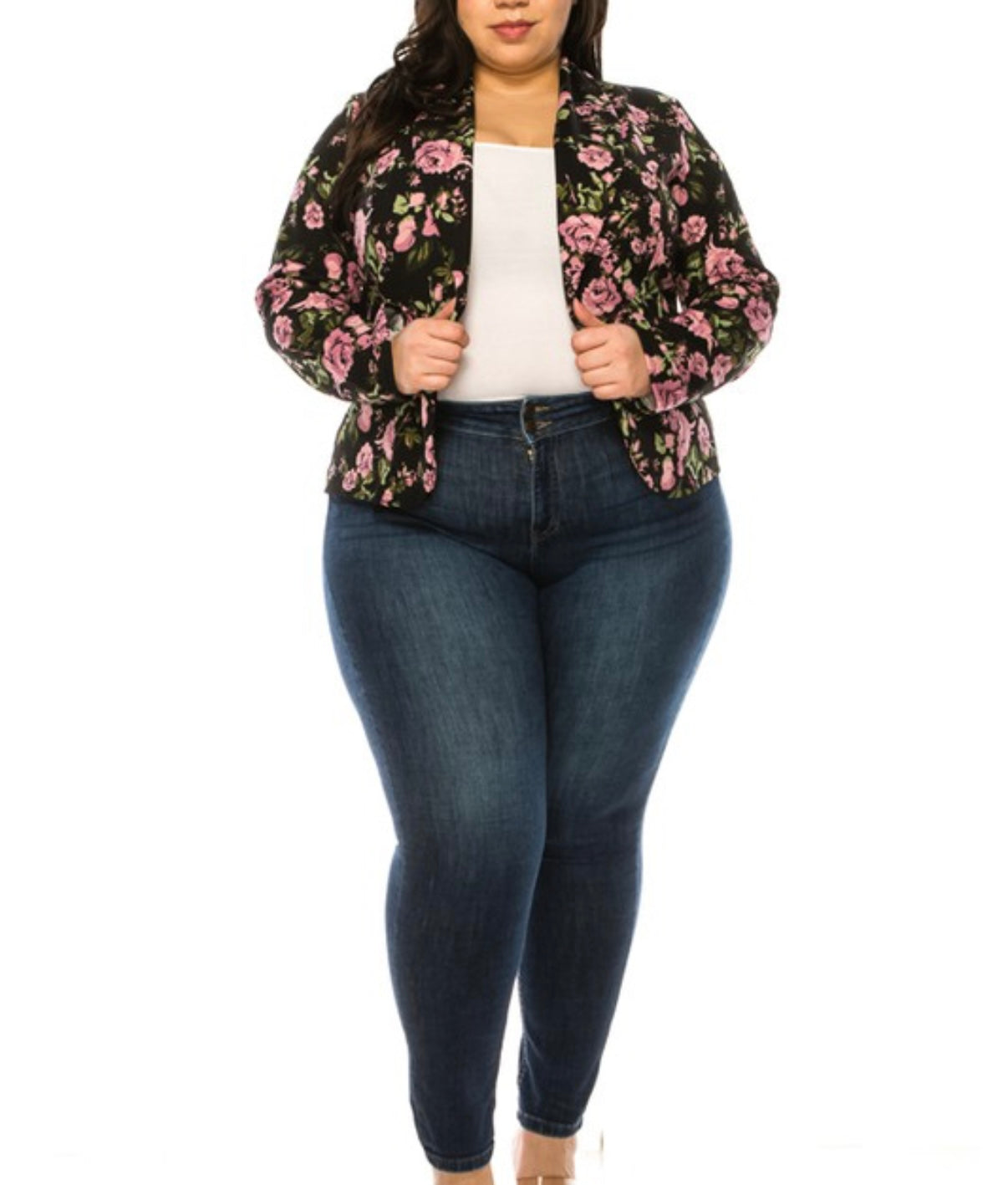 Plus Size, Casual, Plaid, Waist Length Blazer (Copy)
