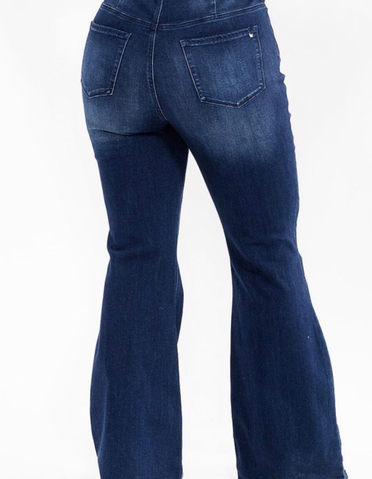 Elastic Waist Washed Bell Legs Denim Stretch Pants Plus