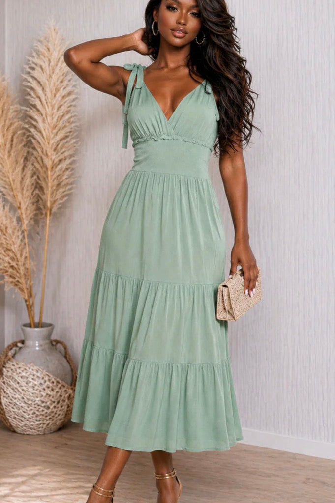 SMOCKING WAIST MAXI DRESS