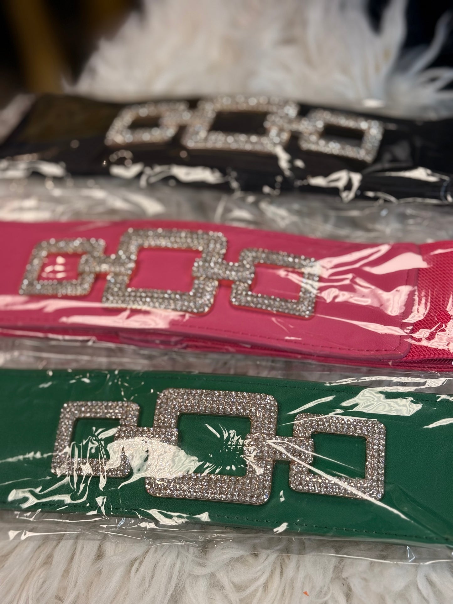 Plus Size Crystal Accent Stretch Belt