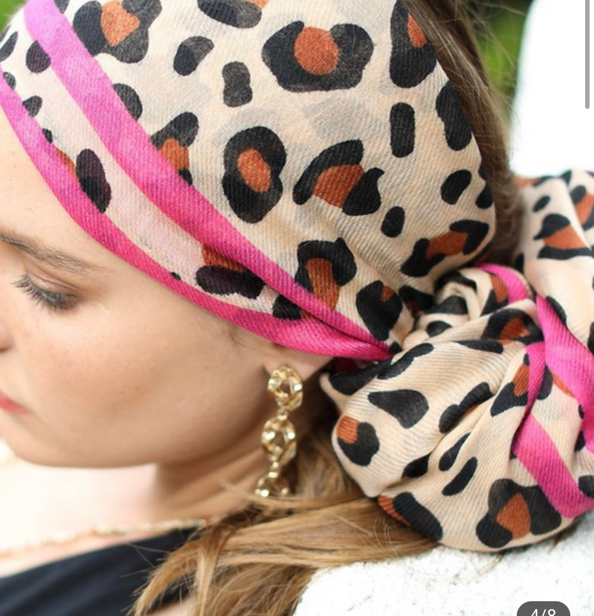 Leopard Print Scarf Pink
