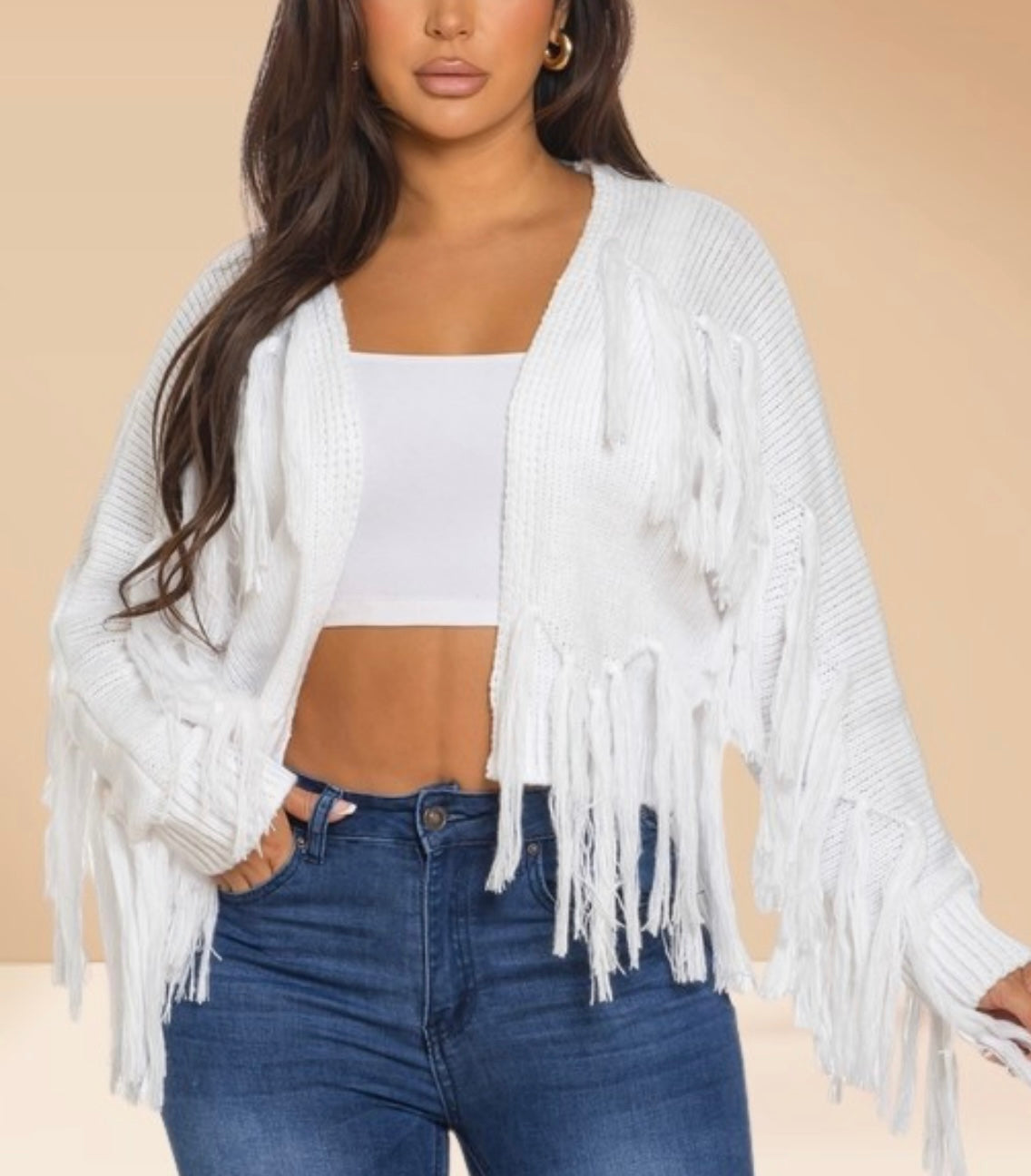 Open Sweater Cardigan Fringe Design