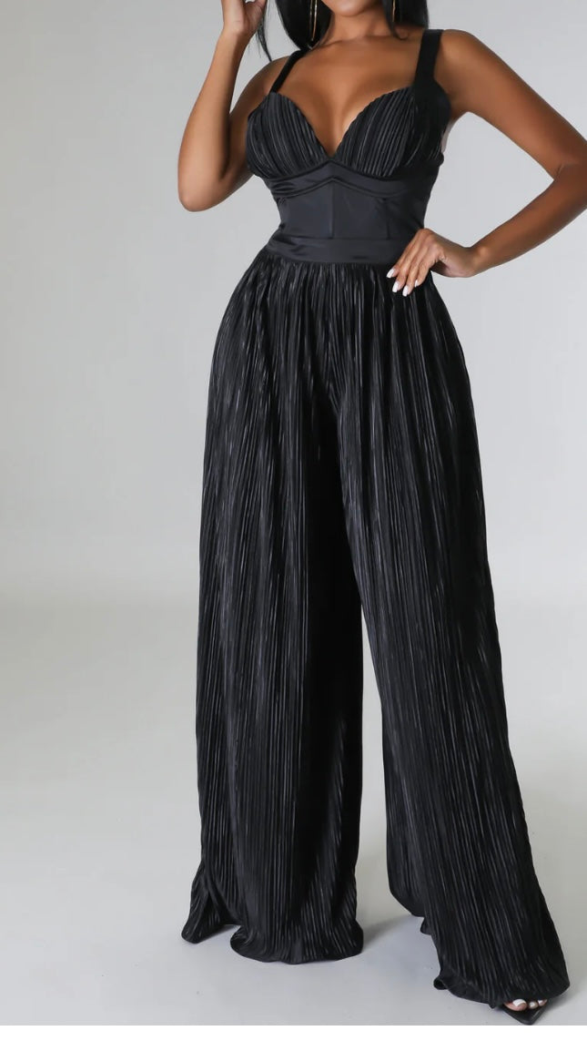 Pleated Wide Leg Jumpsuit