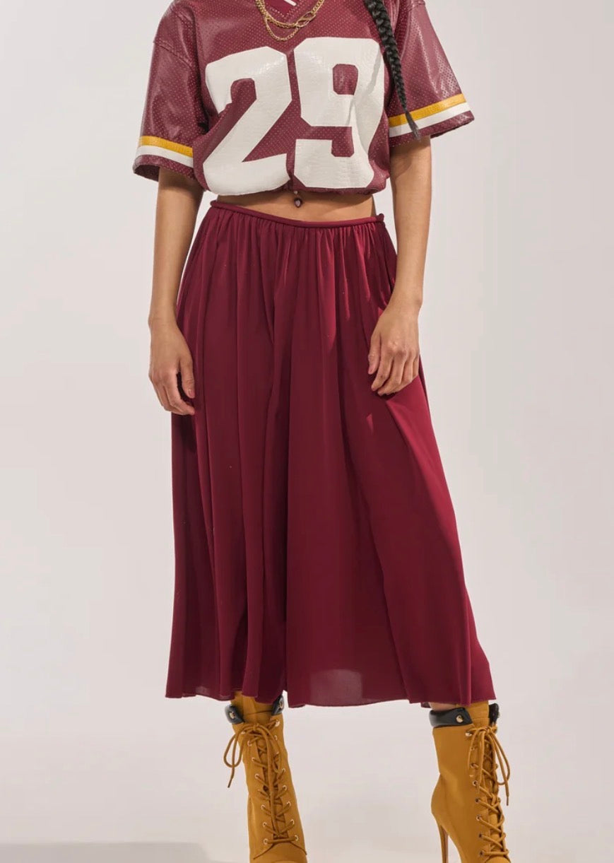 Burgundy Wide Leg Bottoms A