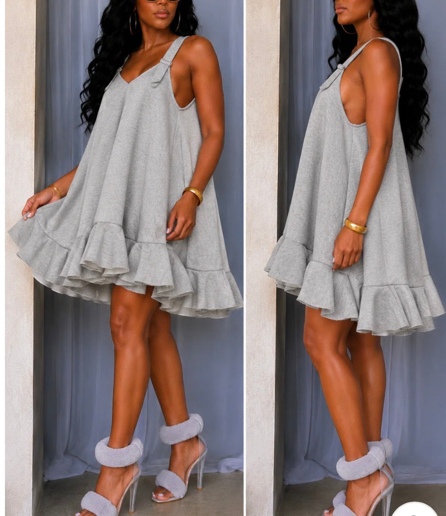 RUFFLE SCUBA TUNIC DRESS