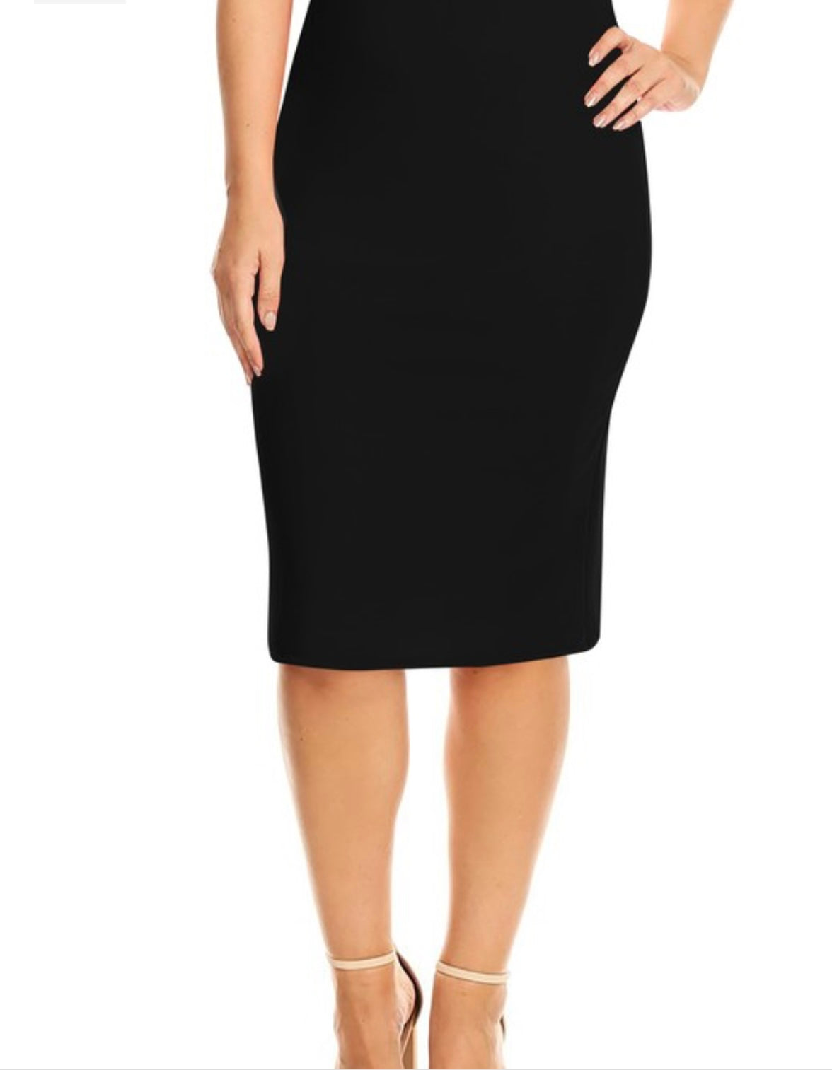 Plus Size Solid Knee Length Pencil Skirt