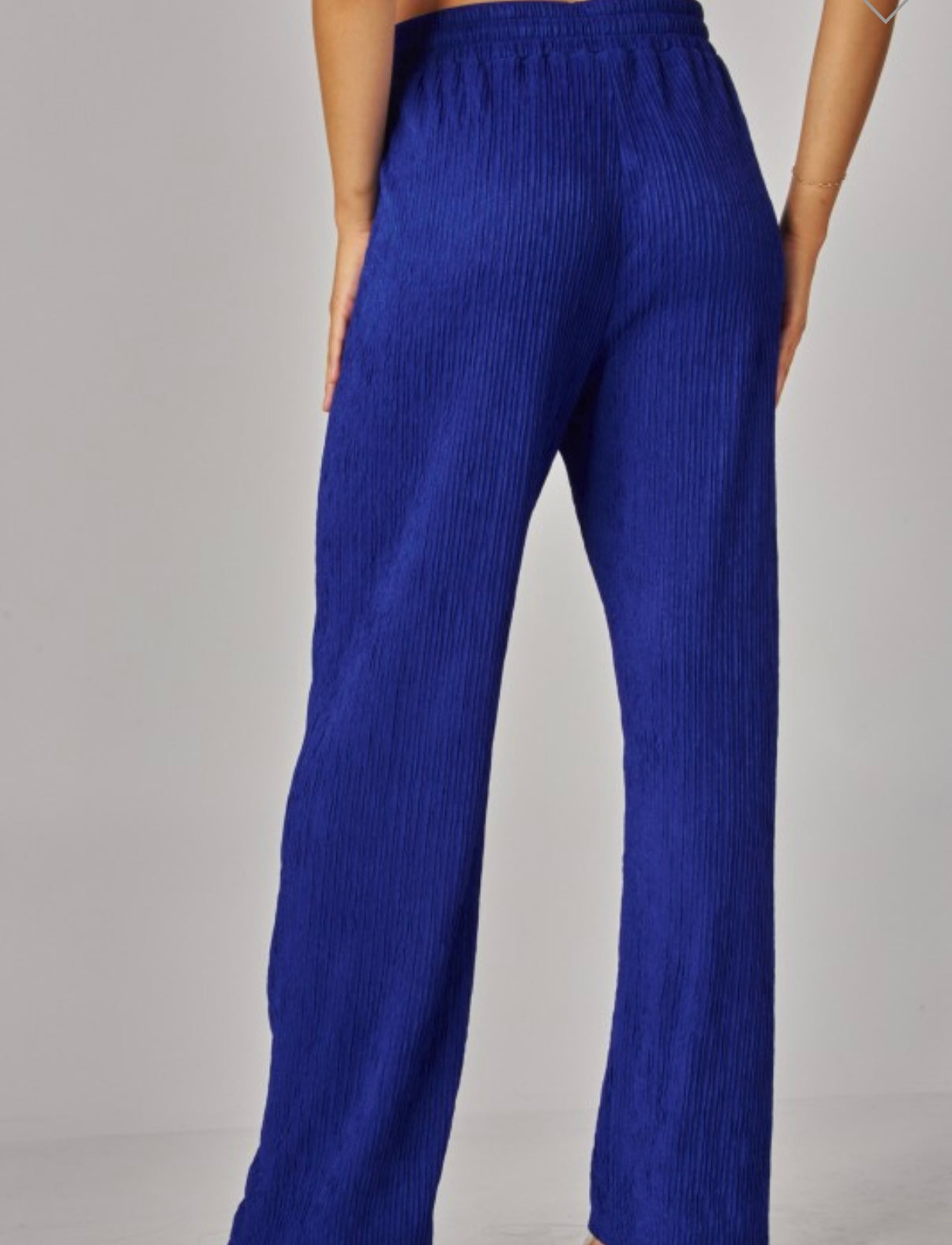 Crinkled Plisse Drawstring Pants BLUE