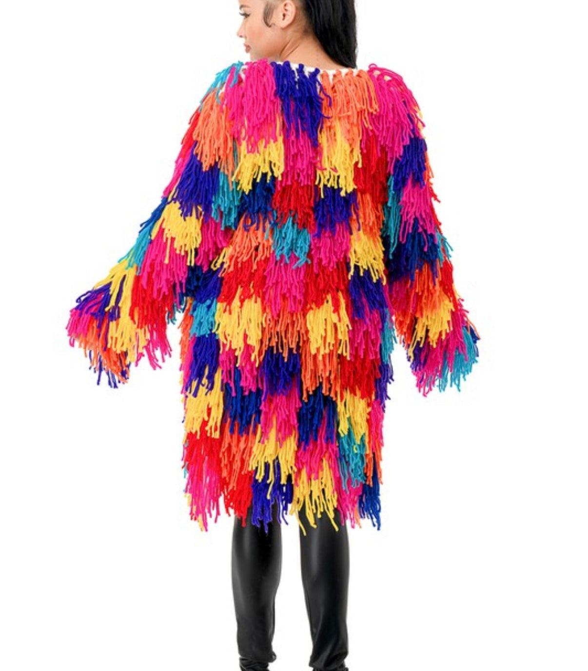Multi All Over Fringe Cardigan Long