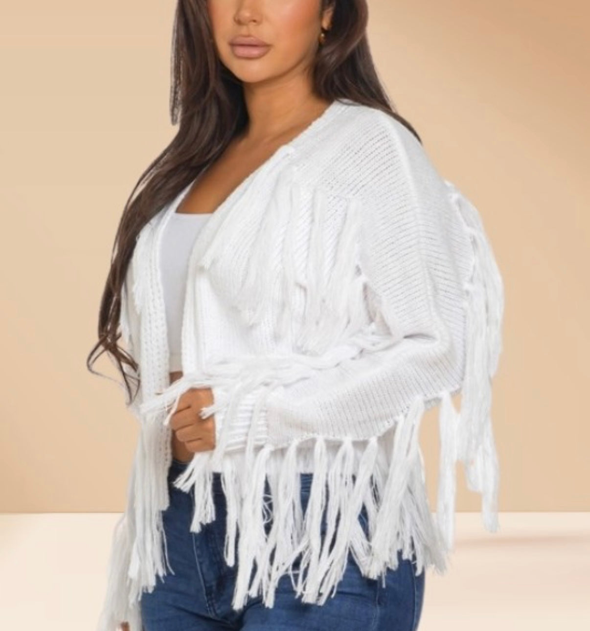 Open Sweater Cardigan Fringe Design