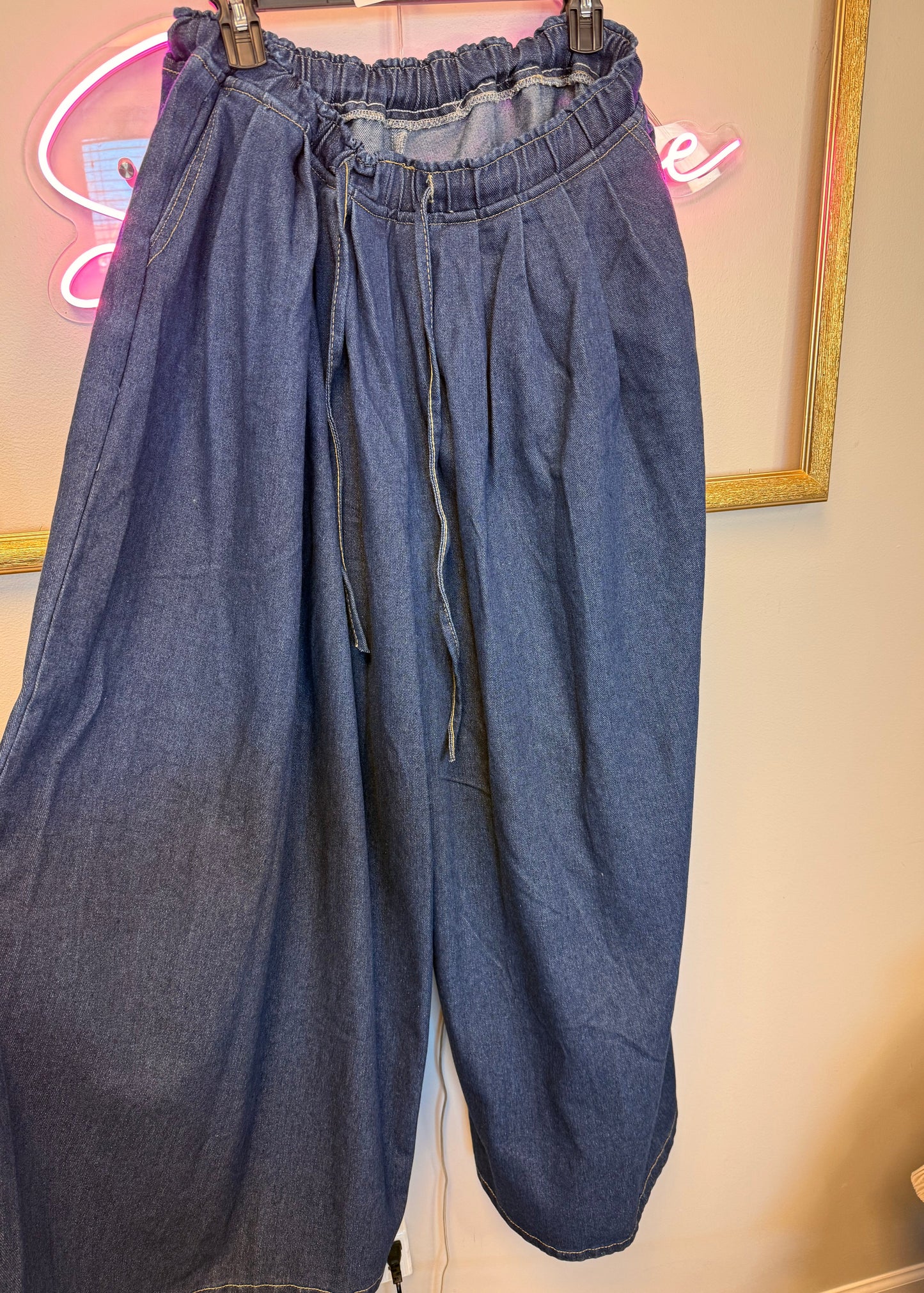 Super Wide Leg Paints Denim With Draw String Plus n