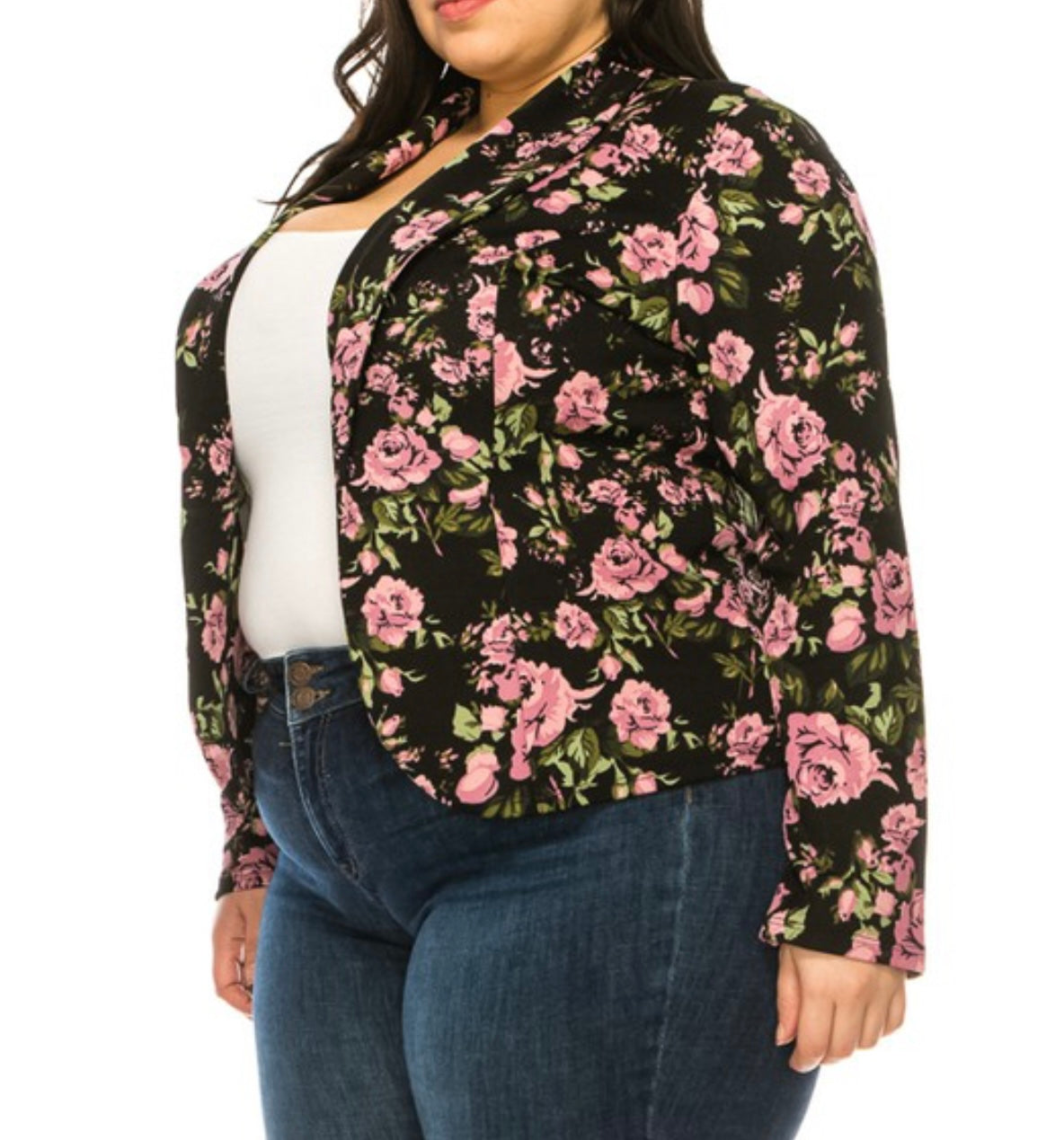 Plus Size, Casual, Plaid, Waist Length Blazer (Copy)