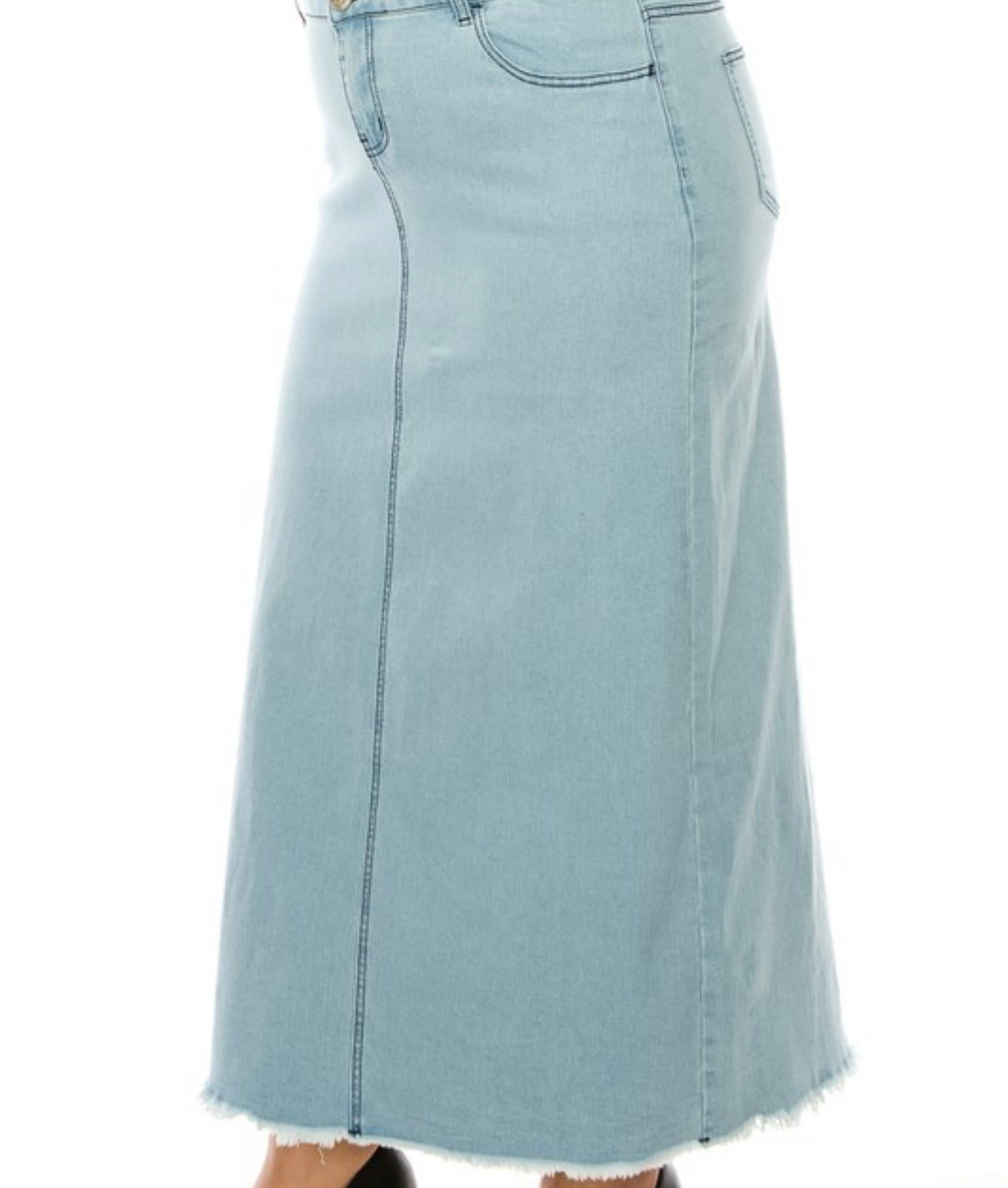 Denim Long Skirt Plus Size Bottom De Lt.Indigo