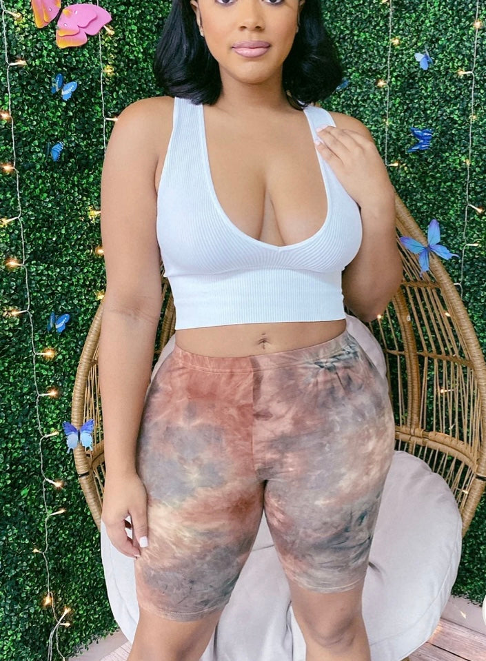 Tie Dye Shorts Mocha/Olive
