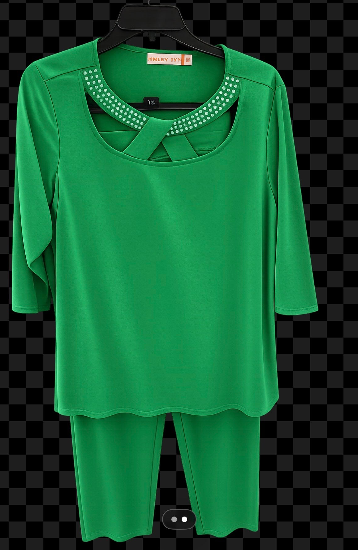 3/4 Sleeve Set Plus Bling Top Pull Over Blue