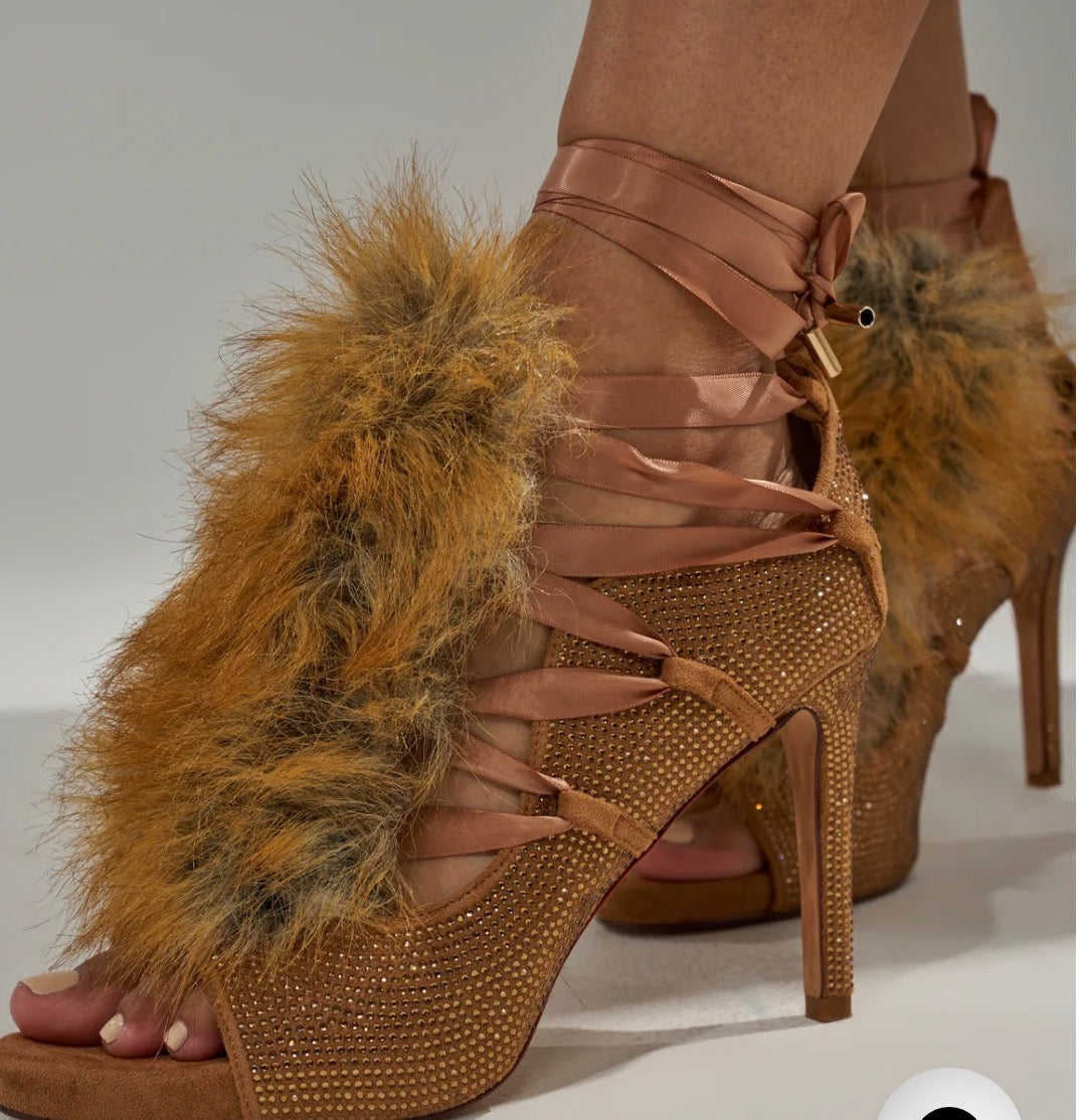 Rhinestone Fur Sandel A