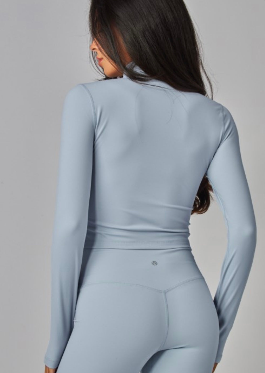 Butter Soft Long Sleeve Mock Neck Zip-up Jacket Blue