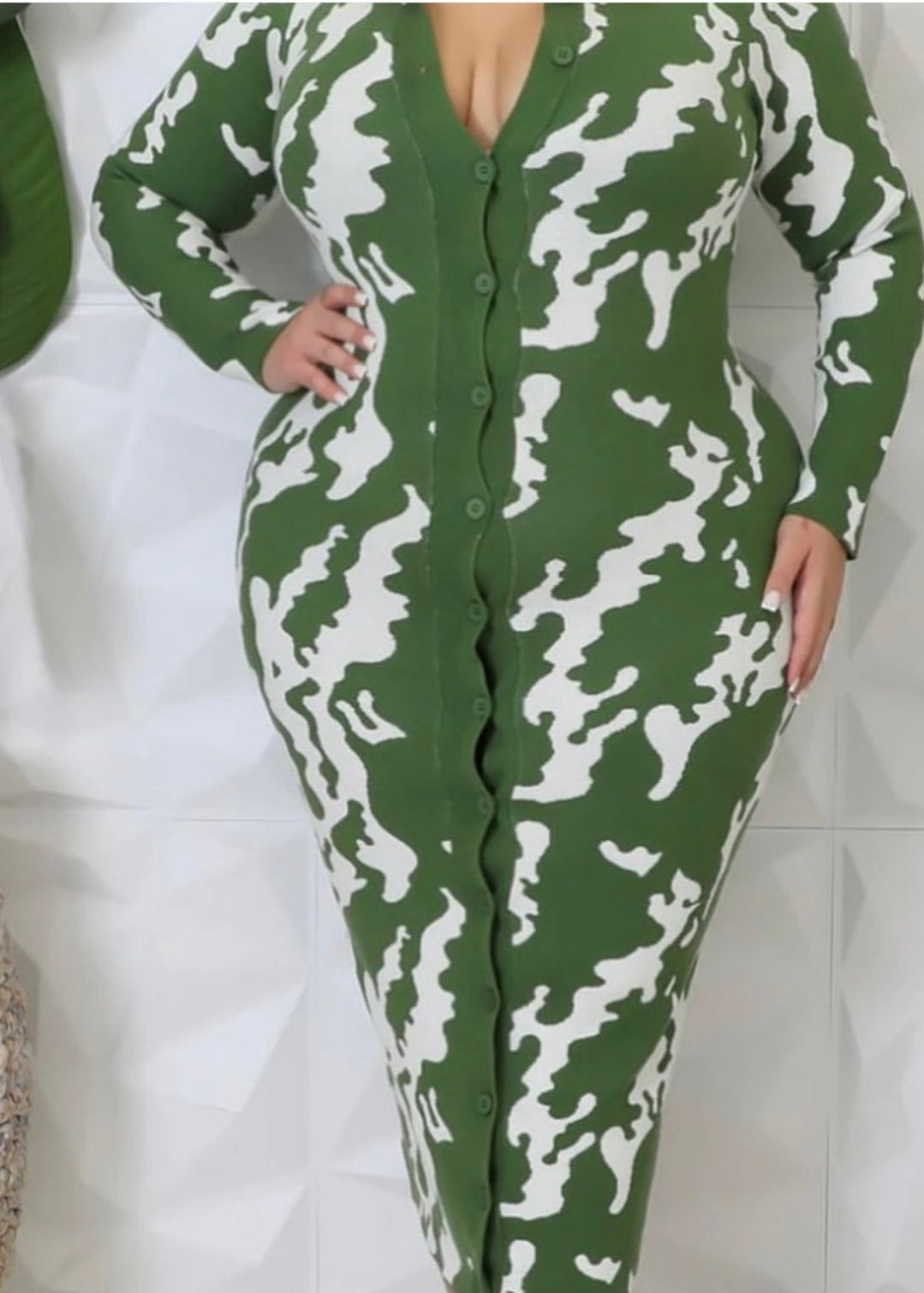 Button Down Knit Dress (Plus) Black