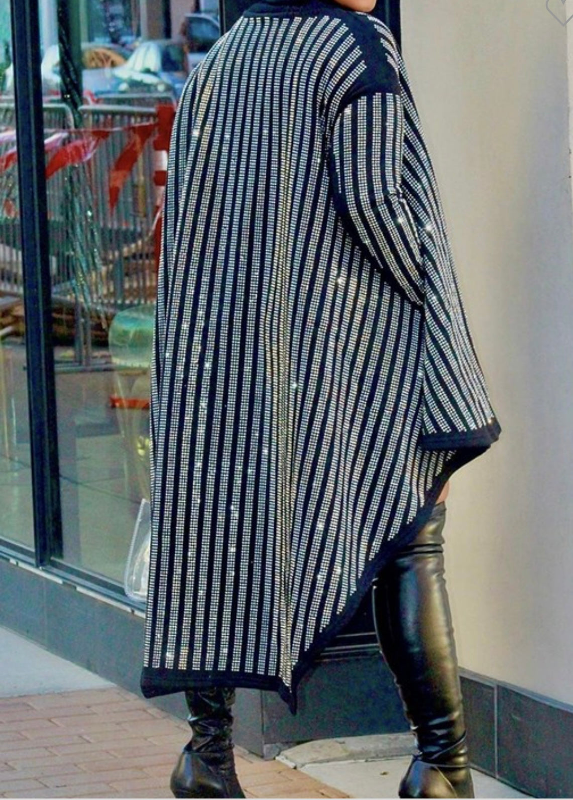 Rhinestone Detail High Low Poncho