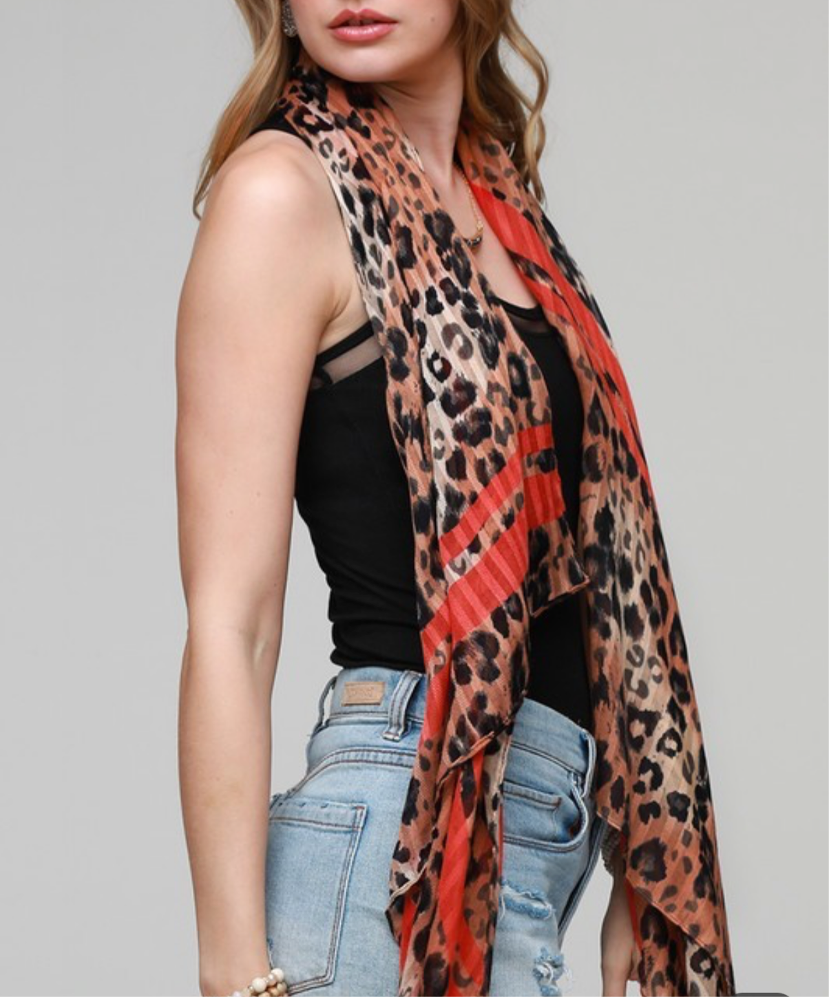 Douby Leopard Scarf Red