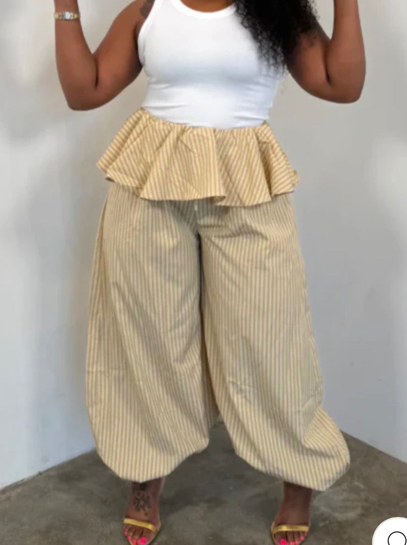 PINSTRIPE OVERLAY BALLOON PANTS (PLUS)
